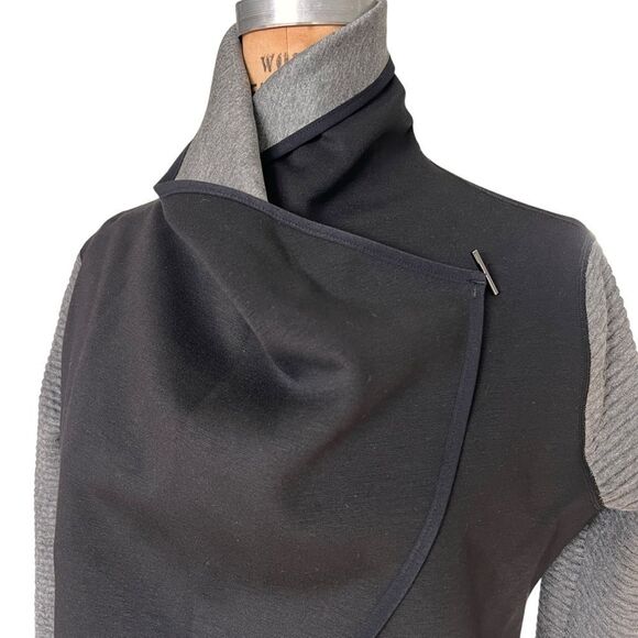 MICHI Black Gray Open-Front Draped Collar Jacket Size S - Picture 5 of 11